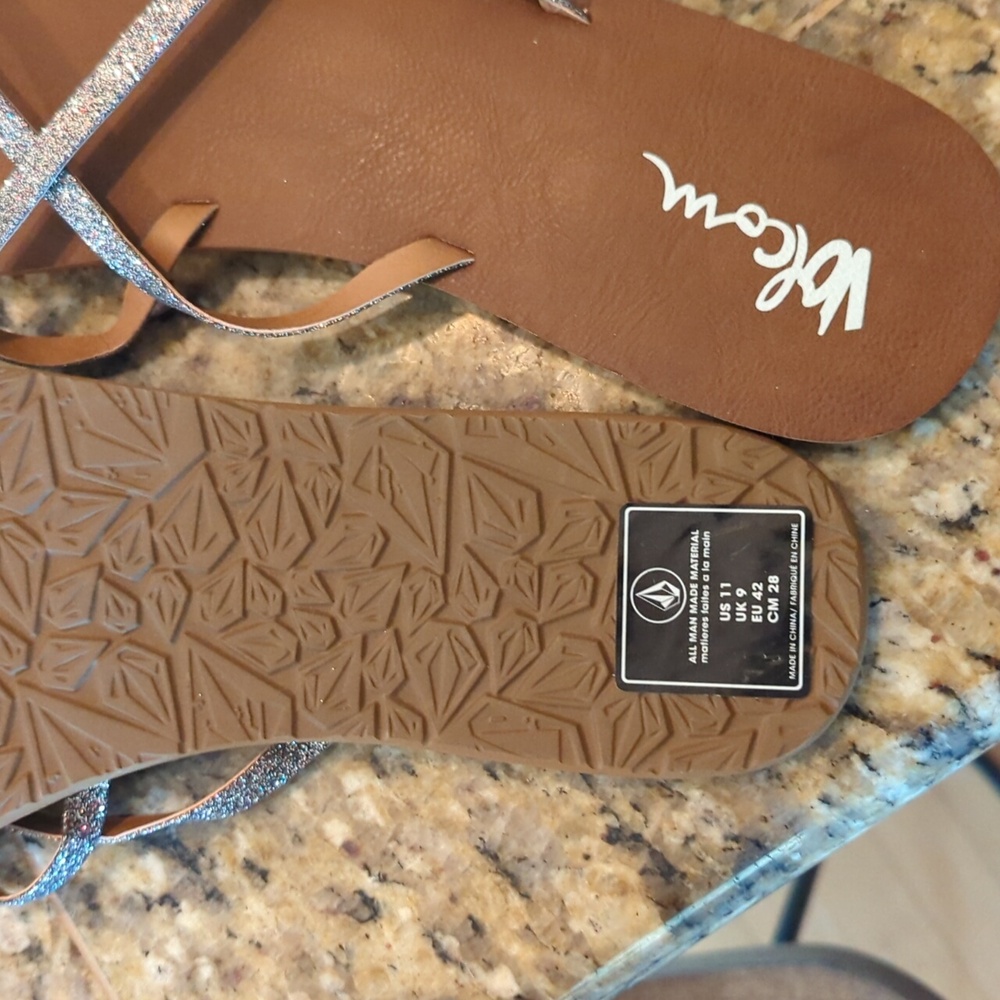 NWT ☀️3/$45 Mix & Match Volcom Sparkly Flip Flops - no longer can get from brand